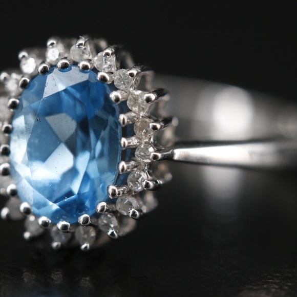 Vintage Topaz Diamond Princess Boho Ring 7 - Picture 5 of 6